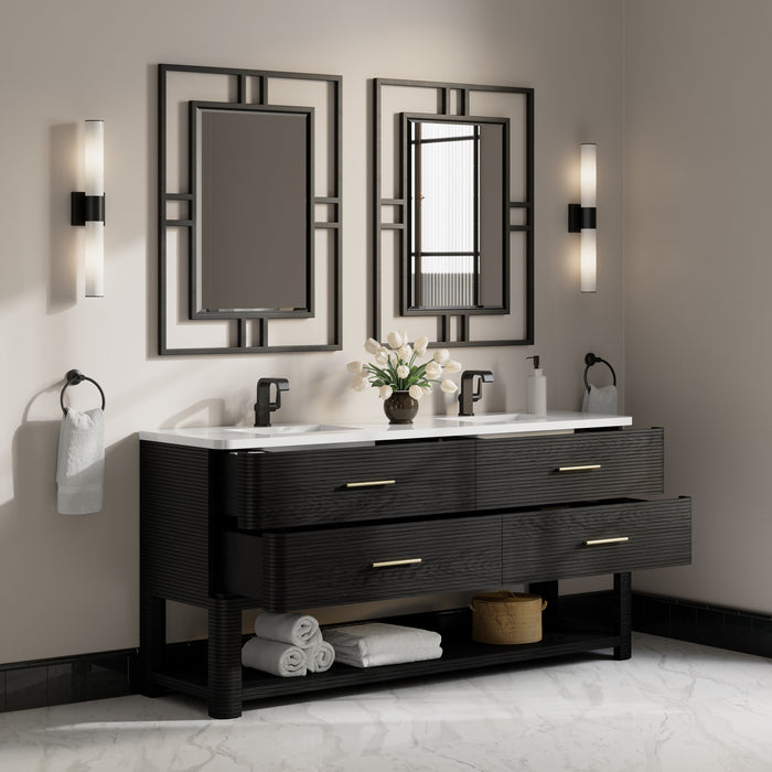 James Martin Lucian 72" Double Bathroom Vanity, Carbon Oak
