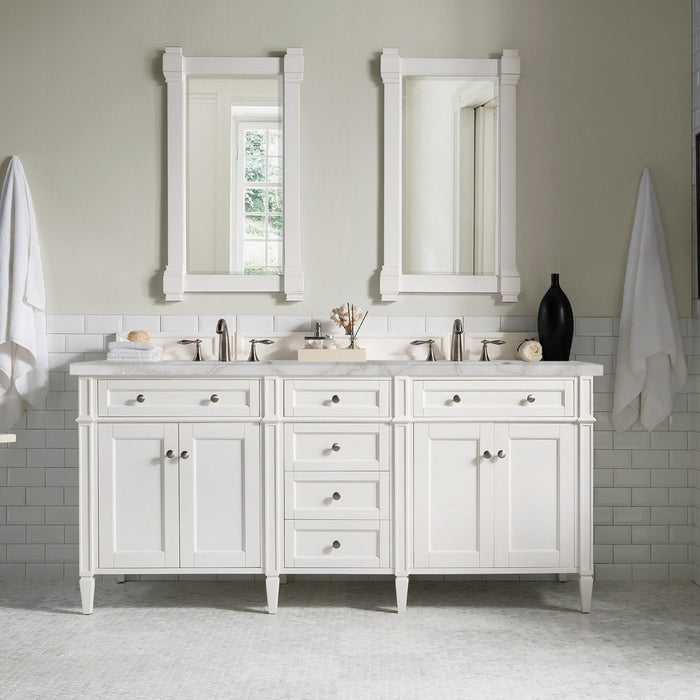James Martin Brittany 72" Double Bathroom Vanity, Bright White