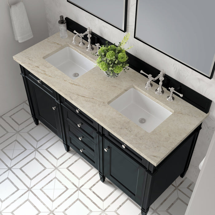 James Martin Brittany 60" Double Bathroom Vanity, Black Onyx
