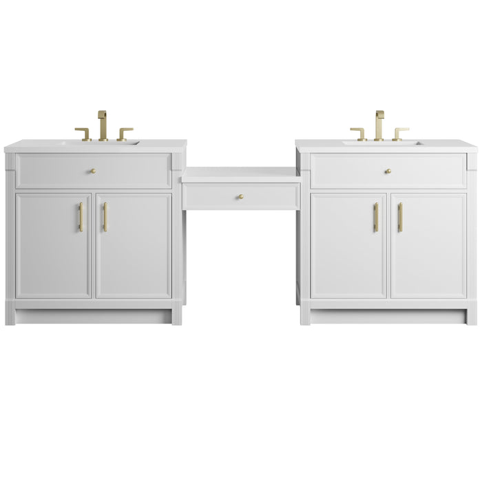 James Martin Bellshire 96" Double Bathroom Vanity, Bright White