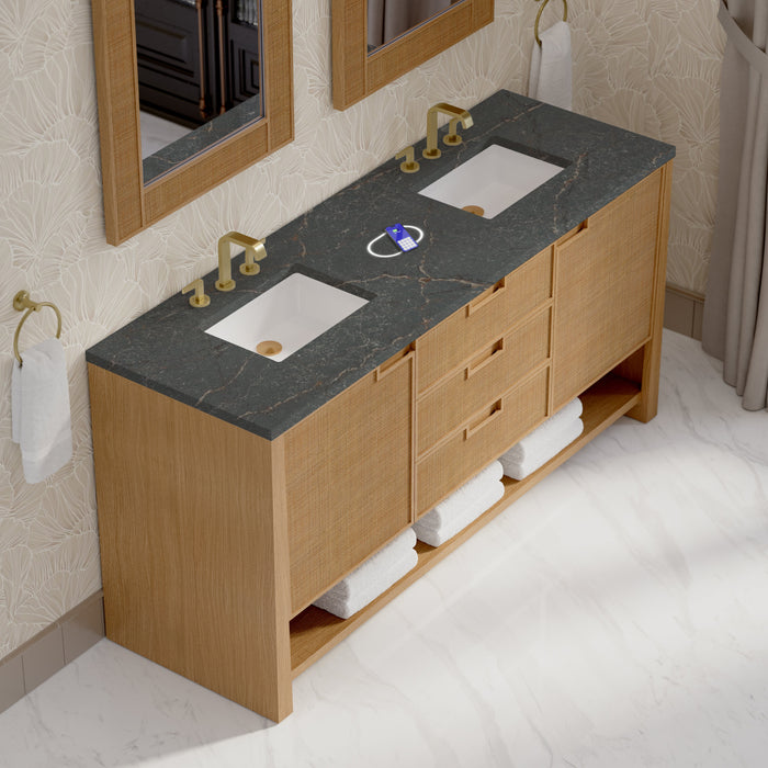 James Martin Solene 72" Double Bathroom Vanity, Seaside Oak