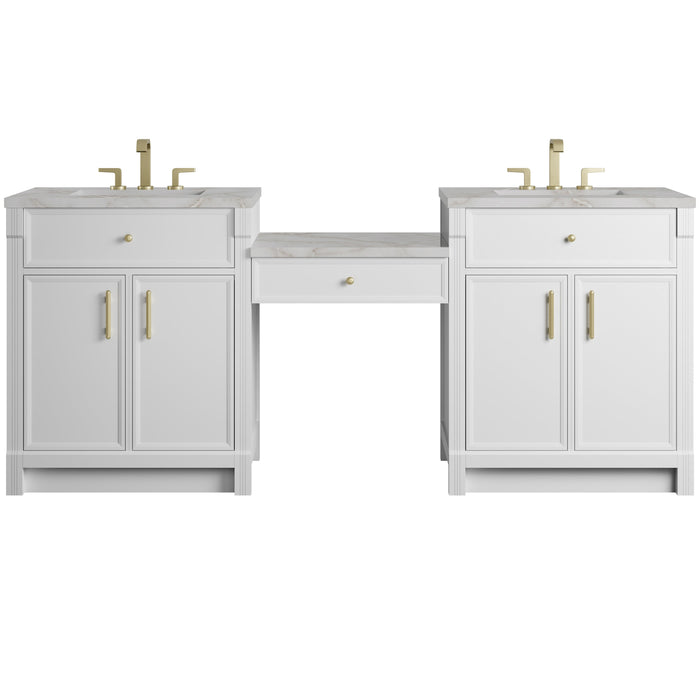 James Martin Bellshire 84" Double Bathroom Vanity, Bright White
