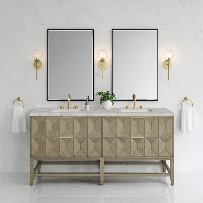 James Martin Emmeline 72" Double Bathroom Vanity, Pebble Oak