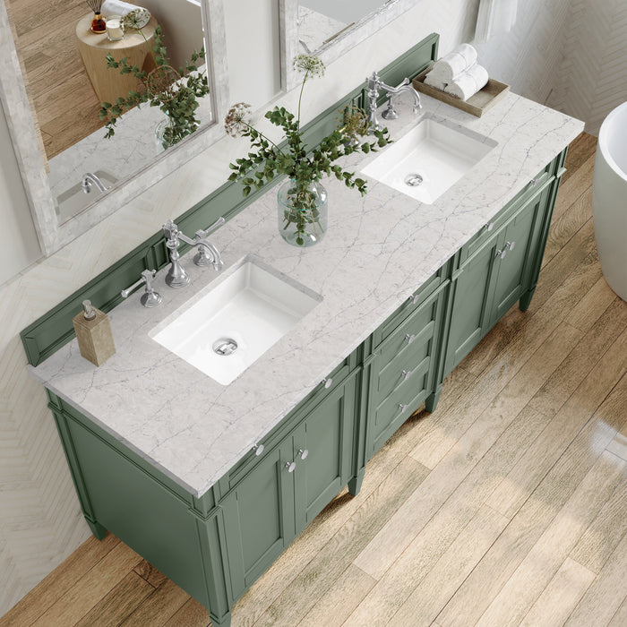 James Martin Brittany 72" Double Bathroom Vanity, Smokey Celadon