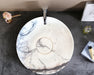 new york marble natural stone above counter sink polished SKU NTRVS23 Size (D):15.5" (H):4.5" installed in bathroom