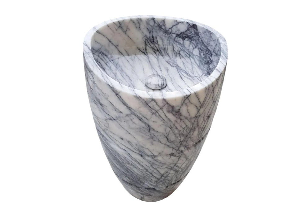 Turkish Marble Curved Pedestal Sink - Sculptural Design 22x34