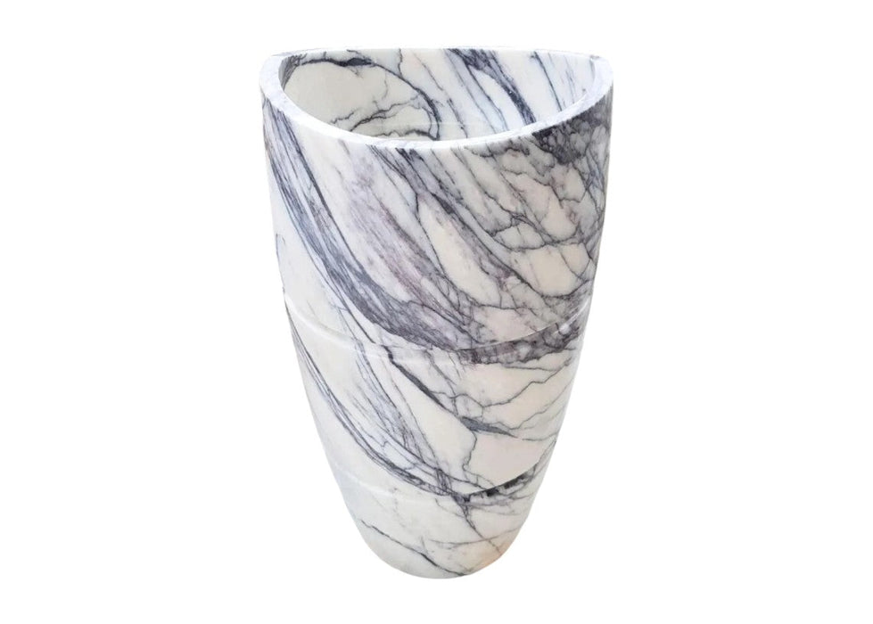 Turkish Marble Curved Pedestal Sink - Sculptural Design 22x34