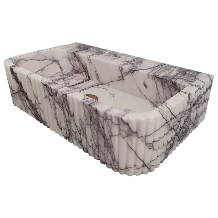 New York Marble Wall Mount Bathroom Sink Ribbed Textured Finish - 24 Inch Length