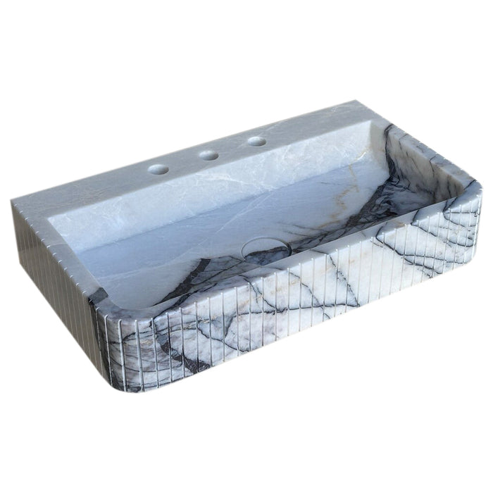 New York Marble Wall-mount Bathroom Sink Fluted Front and Edges NTRVS176