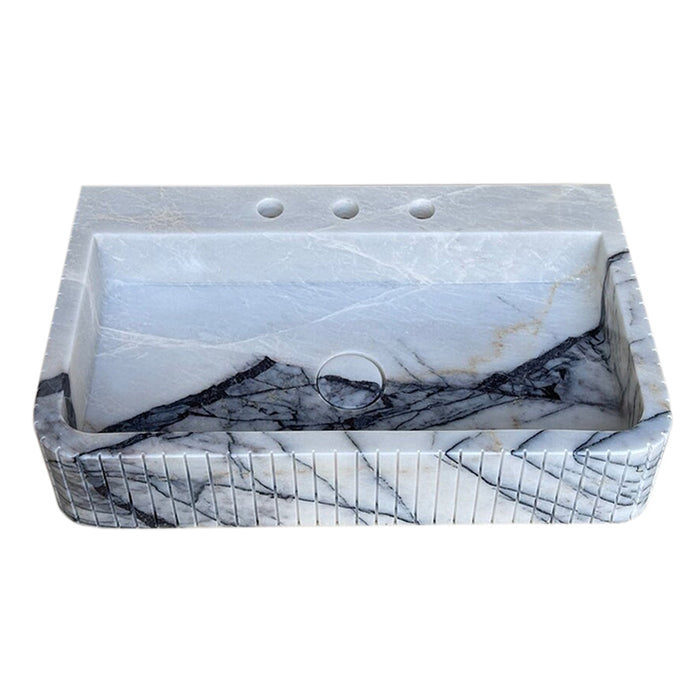 New York Marble Wall-mount Bathroom Sink Fluted Front and Edges NTRVS176