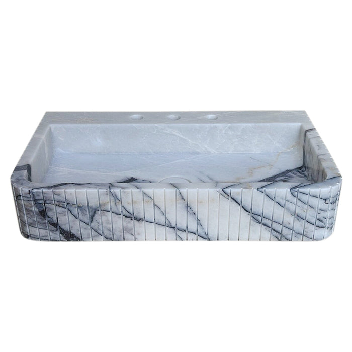 New York Marble Wall-mount Bathroom Sink Fluted Front and Edges NTRVS176