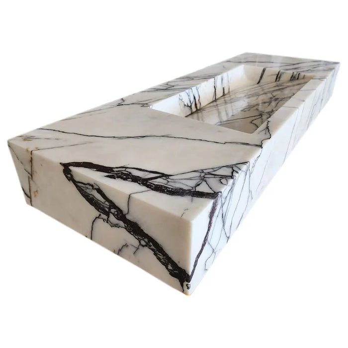 Turkish Marble Wall-mount Rectangular Bathroom Sink 43 Inch - Polished