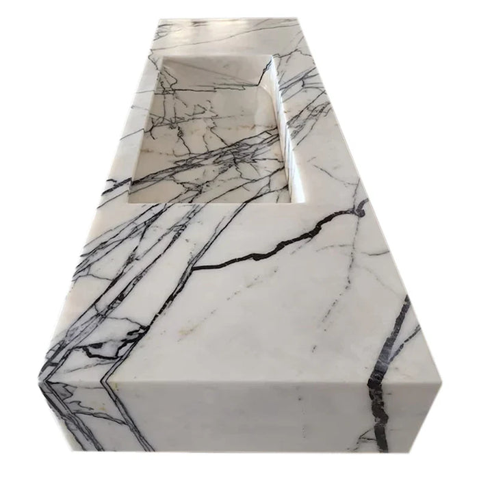 Turkish Marble Wall-mount Rectangular Bathroom Sink 43 Inch - Polished