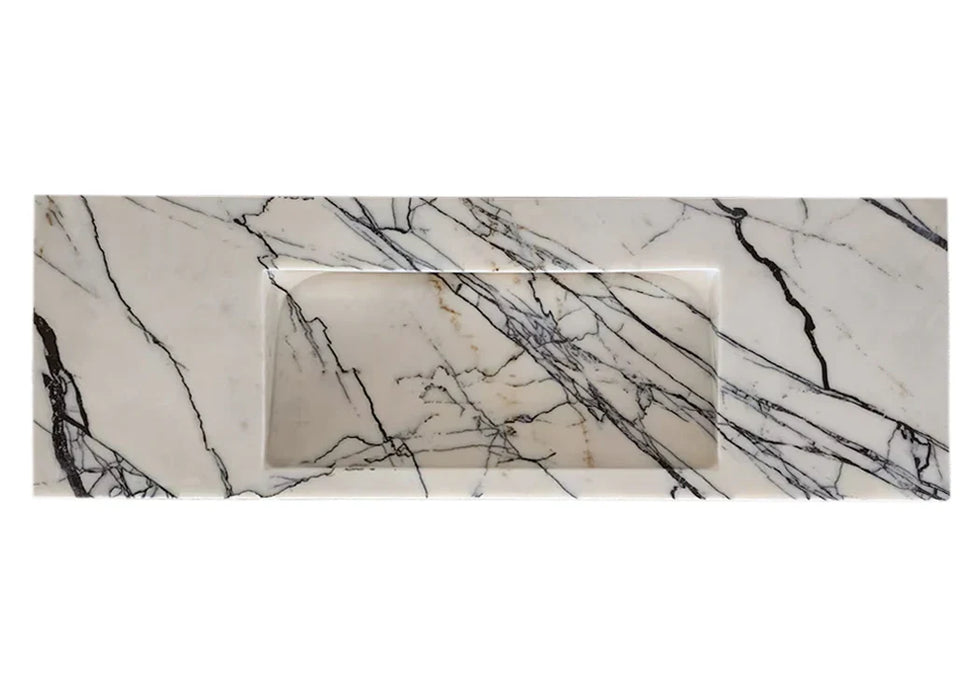 Turkish Marble Wall-mount Rectangular Bathroom Sink 43 Inch - Polished