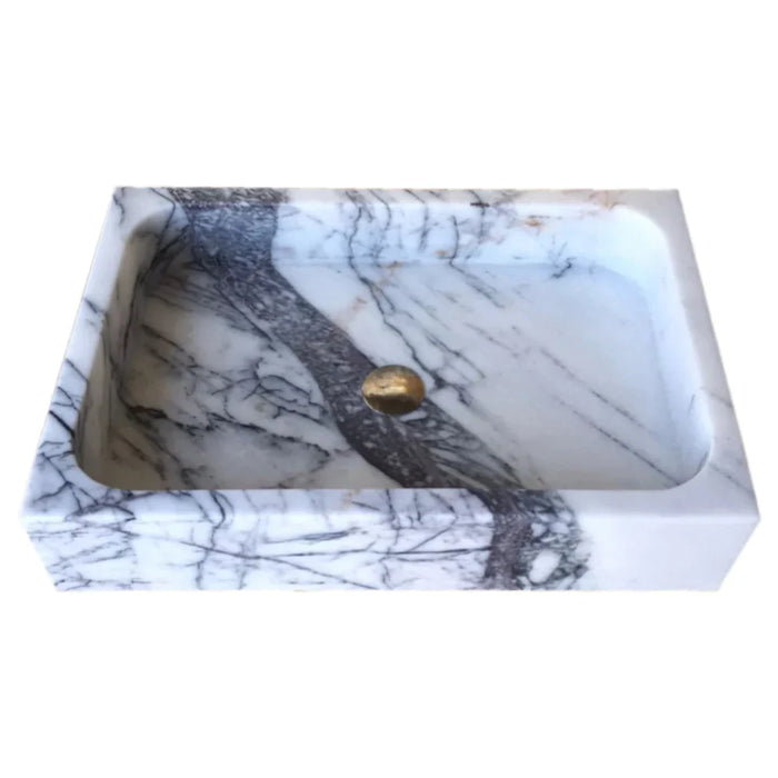 Turkish Marble Rectangular Wall-mount Bathroom Sink - Polished 16x24x5