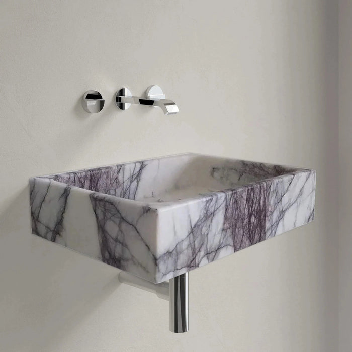 Turkish Marble Rectangular Wall-mount Bathroom Sink - Polished 16x24x5