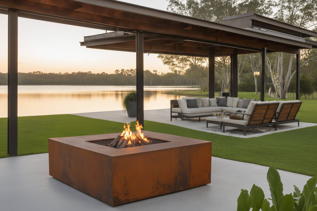 Square Corten Fire Pit Table - FREE SHIPPING