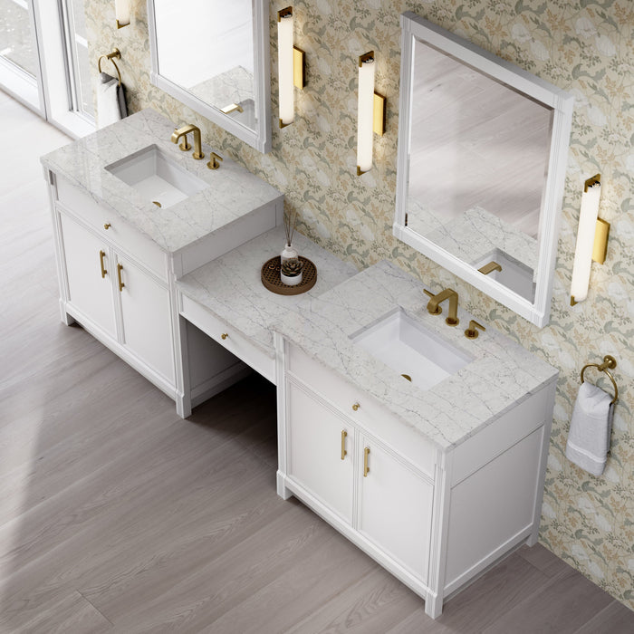 James Martin Bellshire 96" Double Bathroom Vanity, Bright White