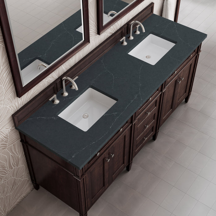 James Martin Brittany 72" Double Bathroom Vanity, Burnished Mahogany