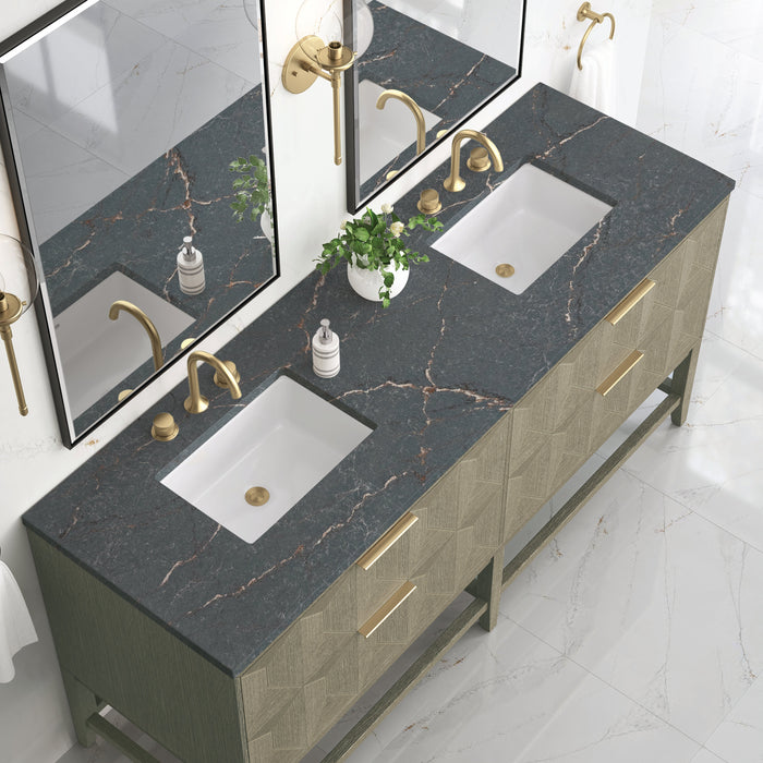 James Martin Emmeline 72" Double Bathroom Vanity, Pebble Oak