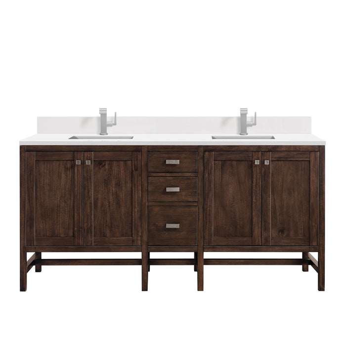 James Martin Addison 72" Double Bathroom Vanity, Mid-Century Acacia
