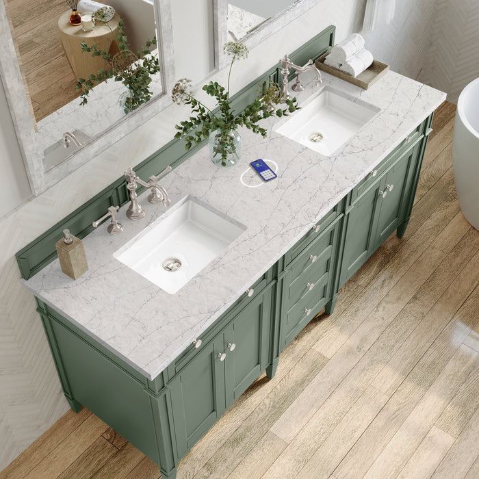 James Martin Brittany 72" Double Bathroom Vanity, Smokey Celadon