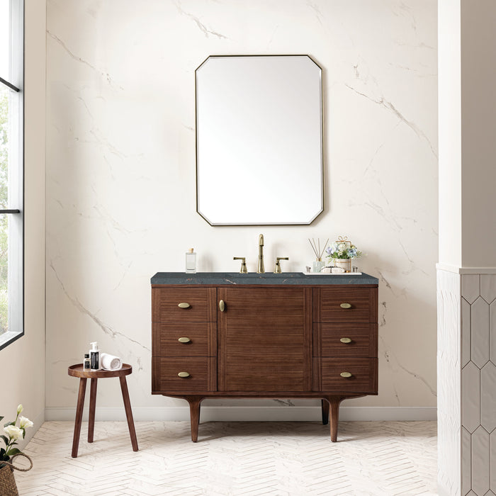 James Martin Amberly 48" Dual Mount Single Bathroom Vanity, Mid-Century Walnut