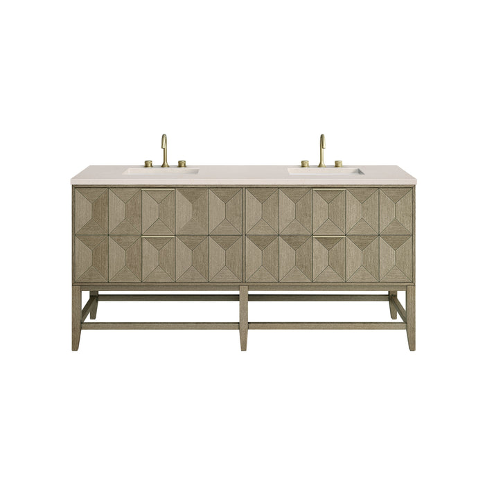 James Martin Emmeline 72" Double Bathroom Vanity, Pebble Oak