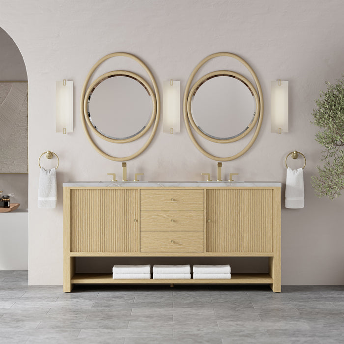 James Martin Marigot 72" Double Bathroom Vanity, Sunwashed Oak