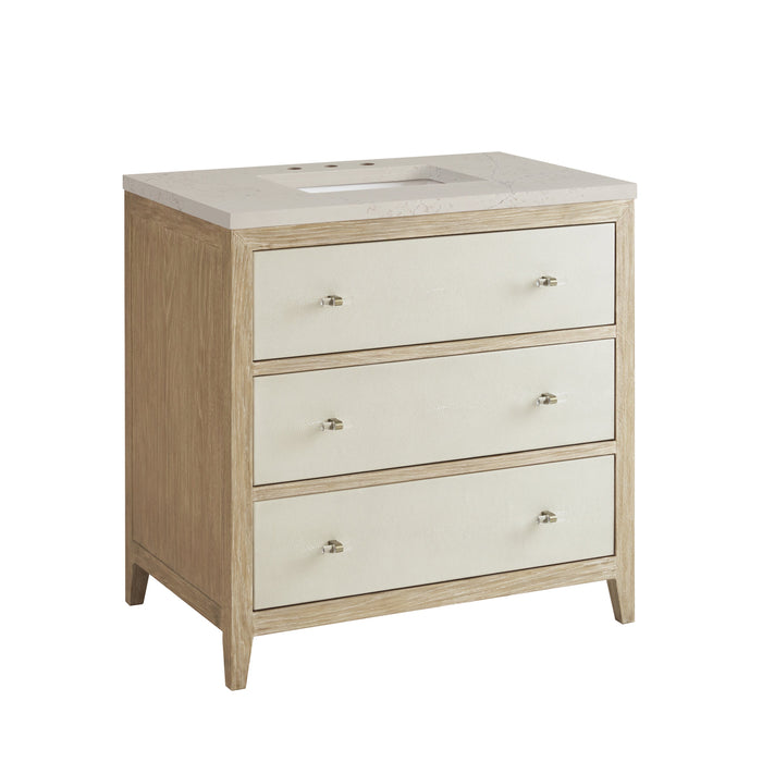 James Martin Celeste 36" Single Bathroom Vanity, Sunwashed Oak with Embossed Shagreen Drawer Fronts
