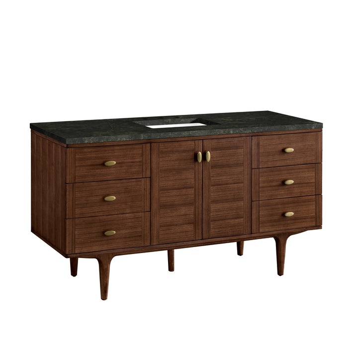 James Martin Amberly 60" Dual Mount Single Bathroom Vanity, Mid-Century Walnut