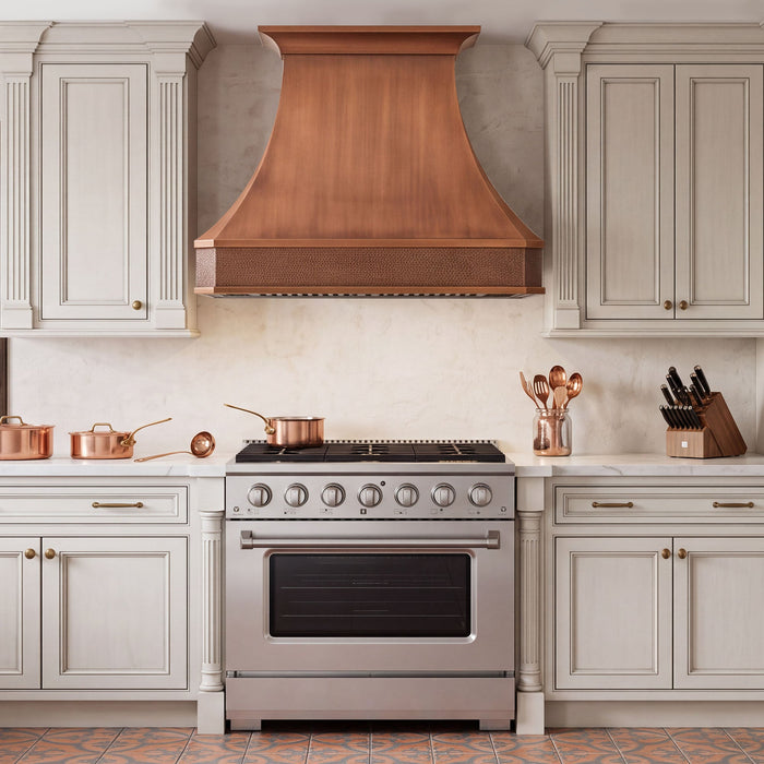Custom Faceted Curved Copper Range Hood- CHCR02