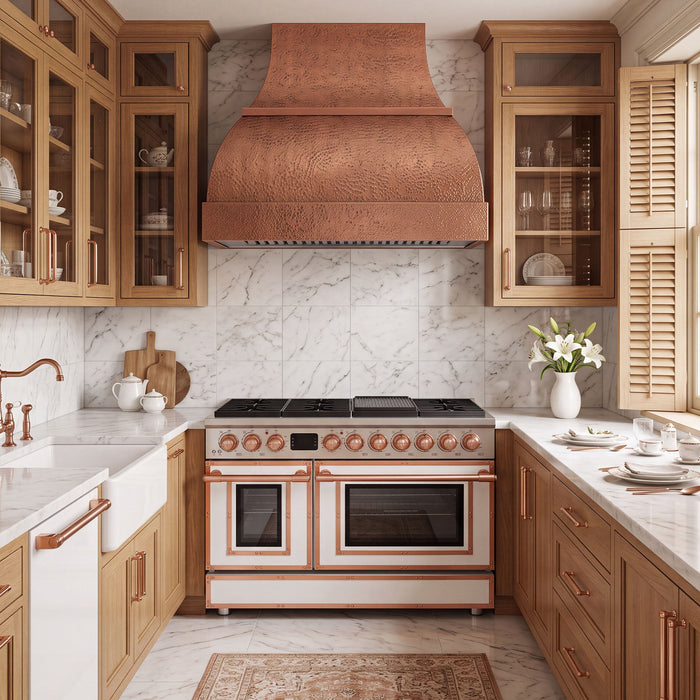 Custom Copper Double Bell Shape Range Hood - CHBE02