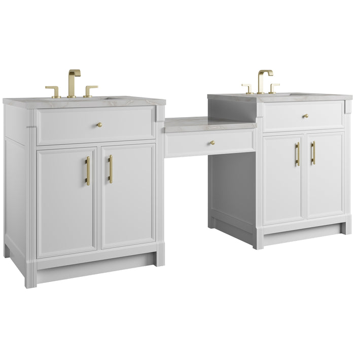 James Martin Bellshire 84" Double Bathroom Vanity, Bright White