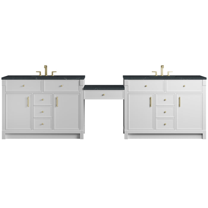 James Martin Bellshire 120" Double Bathroom Vanity, Bright White