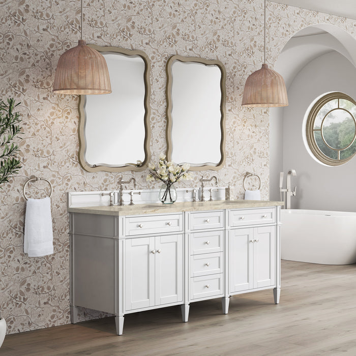 James Martin Brittany 72" Double Bathroom Vanity, Bright White