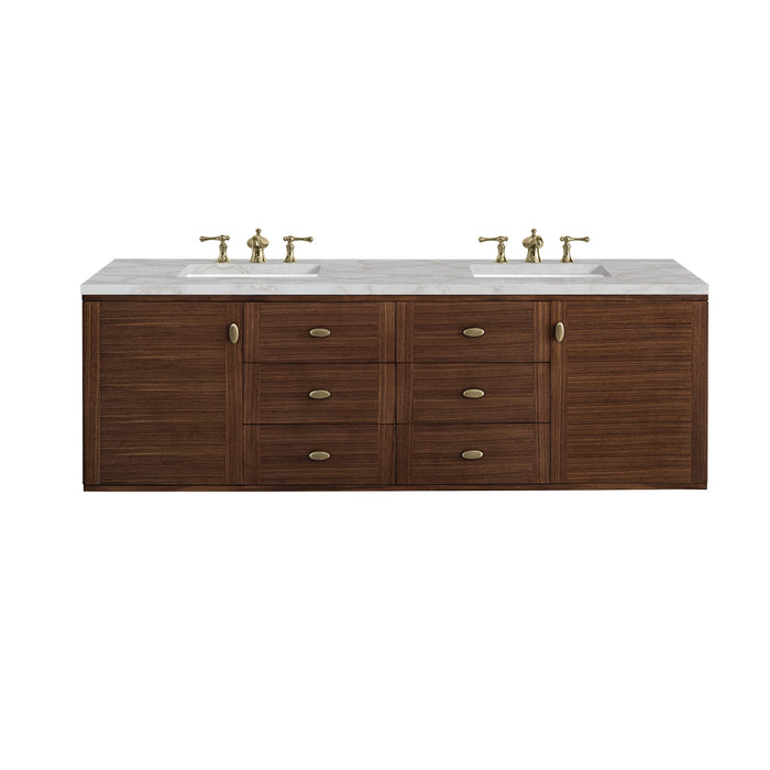 James Martin Amberly 72" Dual Mount Double Bathroom Vanity, Mid-Century Walnut