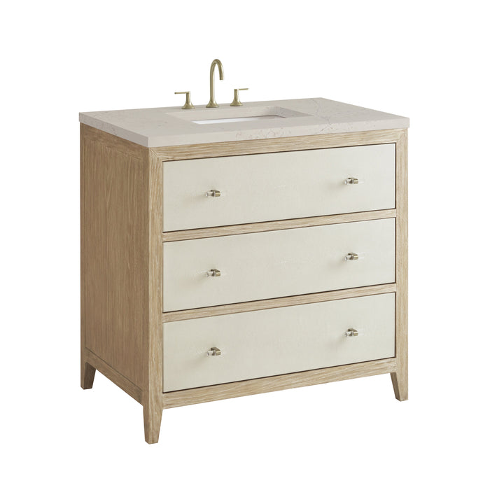 James Martin Celeste 36" Single Bathroom Vanity, Sunwashed Oak with Embossed Shagreen Drawer Fronts