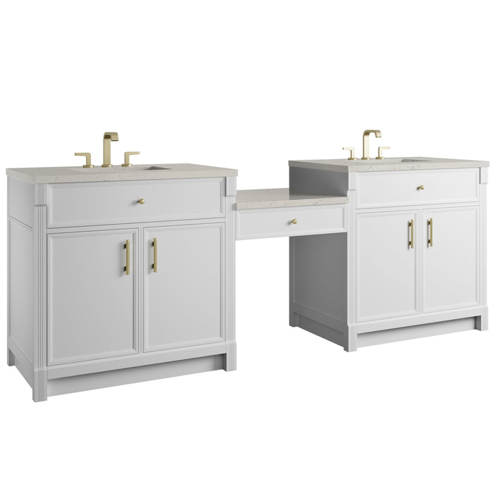 James Martin Bellshire 96" Double Bathroom Vanity, Bright White