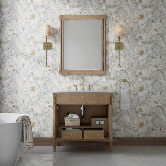 James Martin Kinnsden 36" Single Bathroom Vanity, Weathered Oak