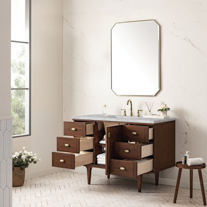 James Martin Amberly 48" Dual Mount Single Bathroom Vanity, Mid-Century Walnut