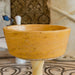 oasis gold travertine natural stone tapered sink honed filled size (D)16" (H)6" SKU-NTRSTC41 products shot front view