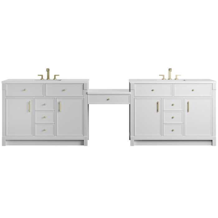 James Martin Bellshire 120" Double Bathroom Vanity, Bright White