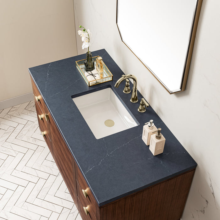 James Martin Amberly 48" Dual Mount Single Bathroom Vanity, Mid-Century Walnut