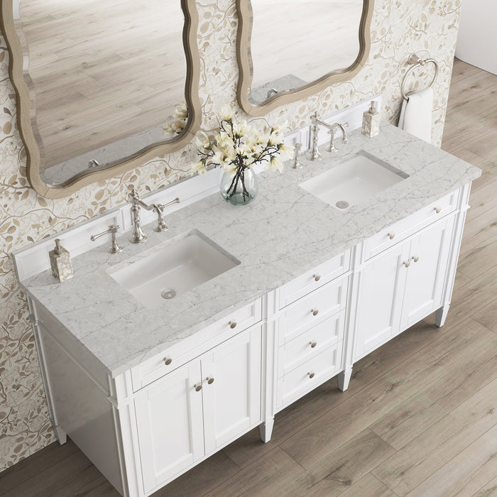 James Martin Brittany 72" Double Bathroom Vanity, Bright White