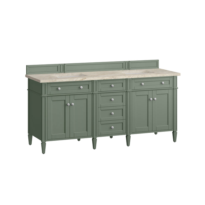 James Martin Brittany 72" Double Bathroom Vanity, Smokey Celadon