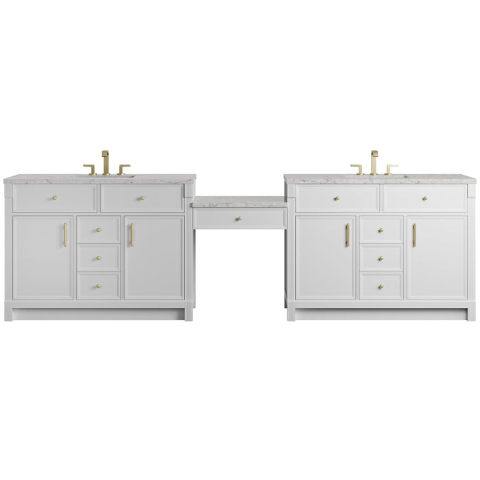 James Martin Bellshire 120" Double Bathroom Vanity, Bright White