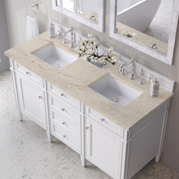 James Martin Brittany 60" Double Bathroom Vanity, Bright White