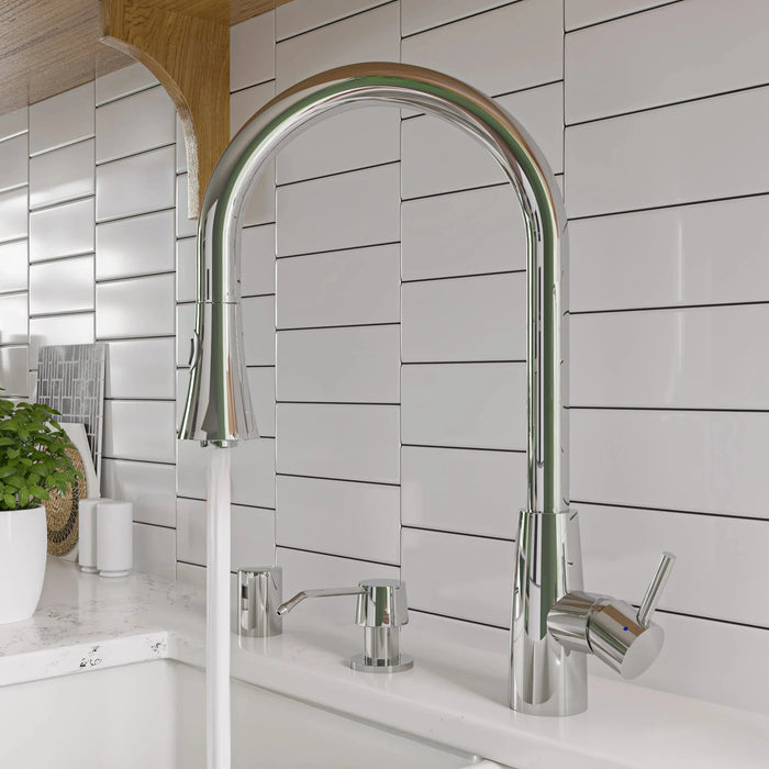 ALFI brand Solid Stainless Steel Two Mode Pull Down Kitchen Faucet AB2034