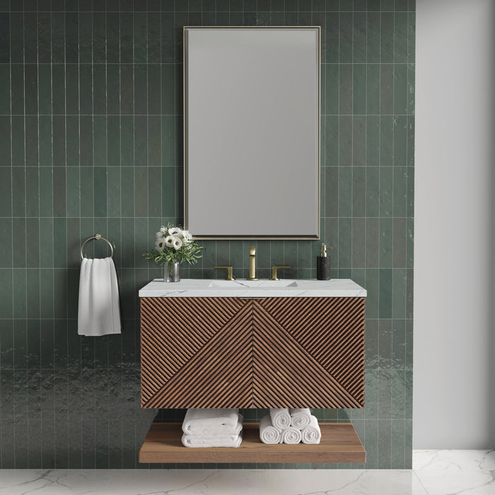 James Martin Marcello 36" Floating Single Bathroom Vanity, Chestnut